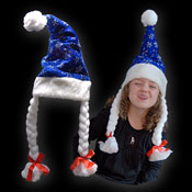PLUSHHAT BLUE WITH PLAITS AND GLITTER CHILDRENSIZE