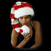 CHRISTMAS HAT RED WHITE CURLED