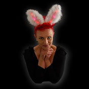 LED BUNNY EARS RED AND WHITE