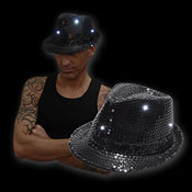 LED SEQUIN HAT BLACK